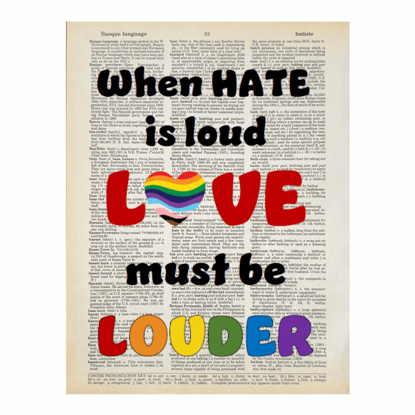 Vintage Book Page Print - Love Must Be Louder