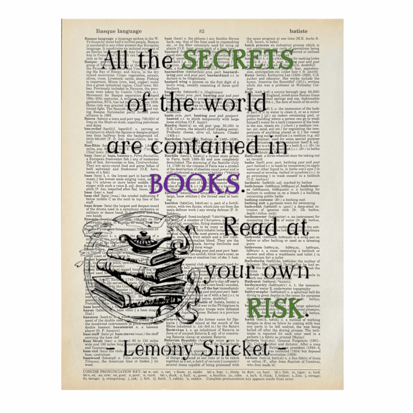 Vintage Book Page Print - Read at Your Own Risk