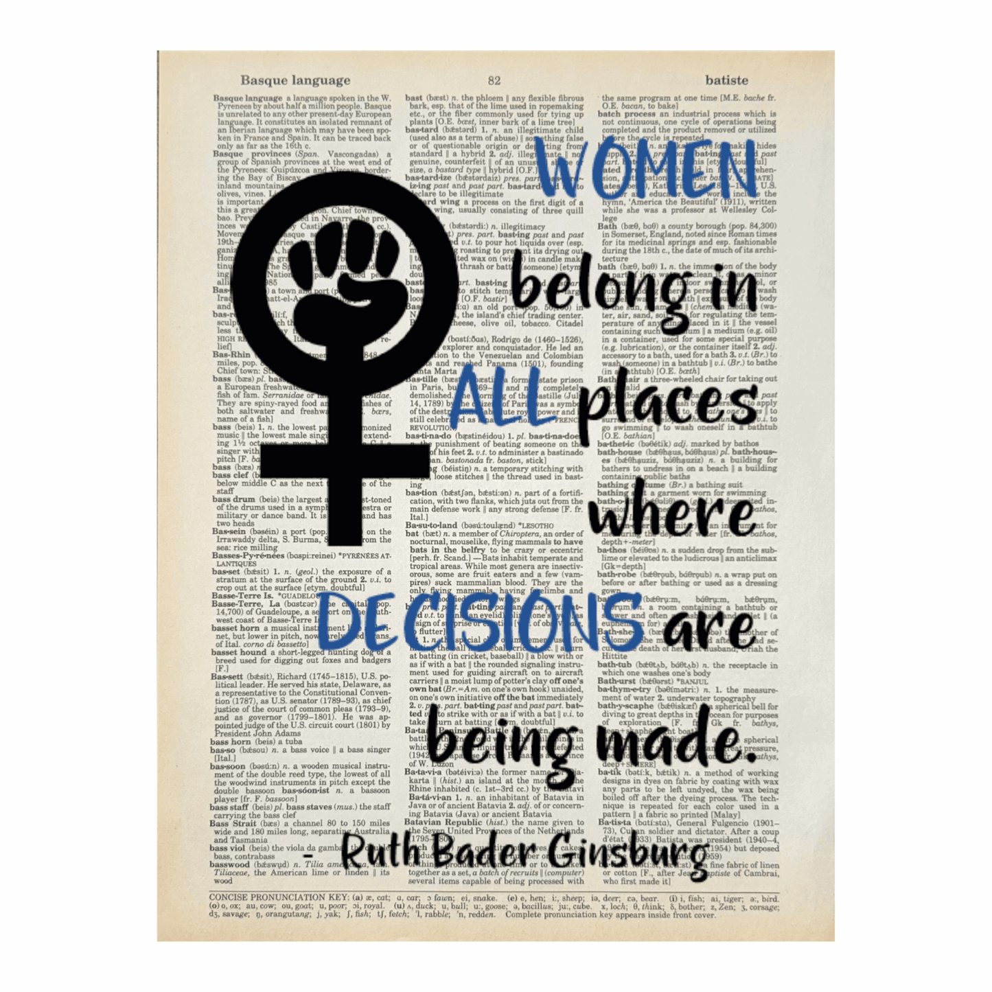 Vintage Book Page Print - Women Belong in All Places