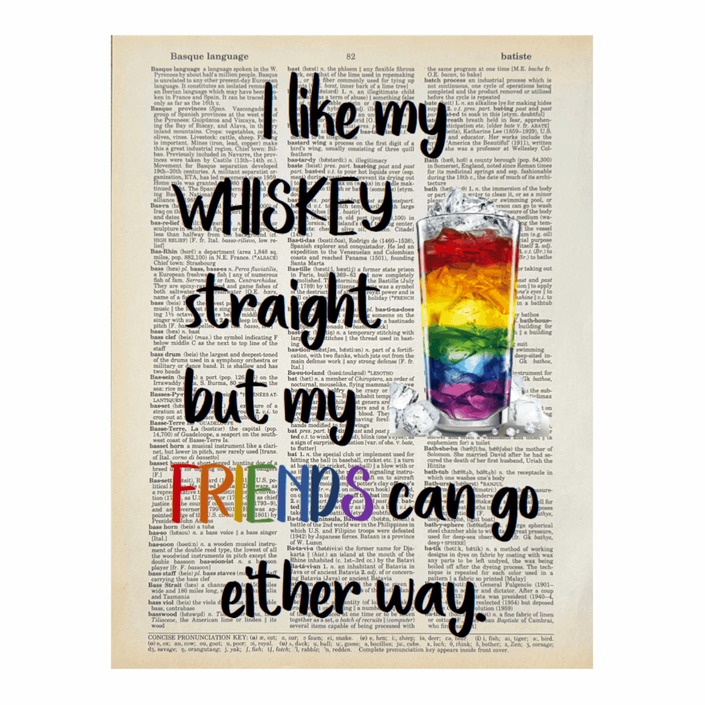 Vintage Book Page Print - I Like My Whiskey Straight