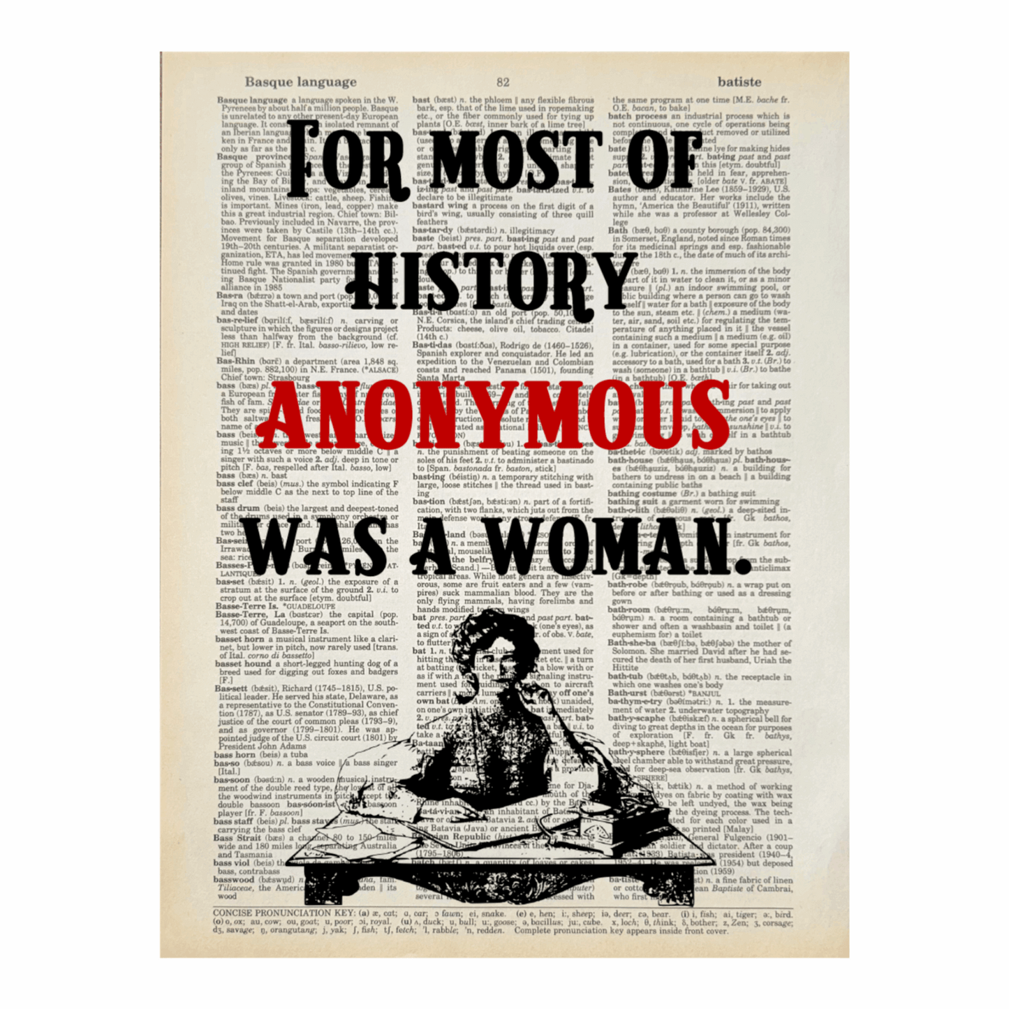 Vintage Book Page Print - Anonymous Was a Woman