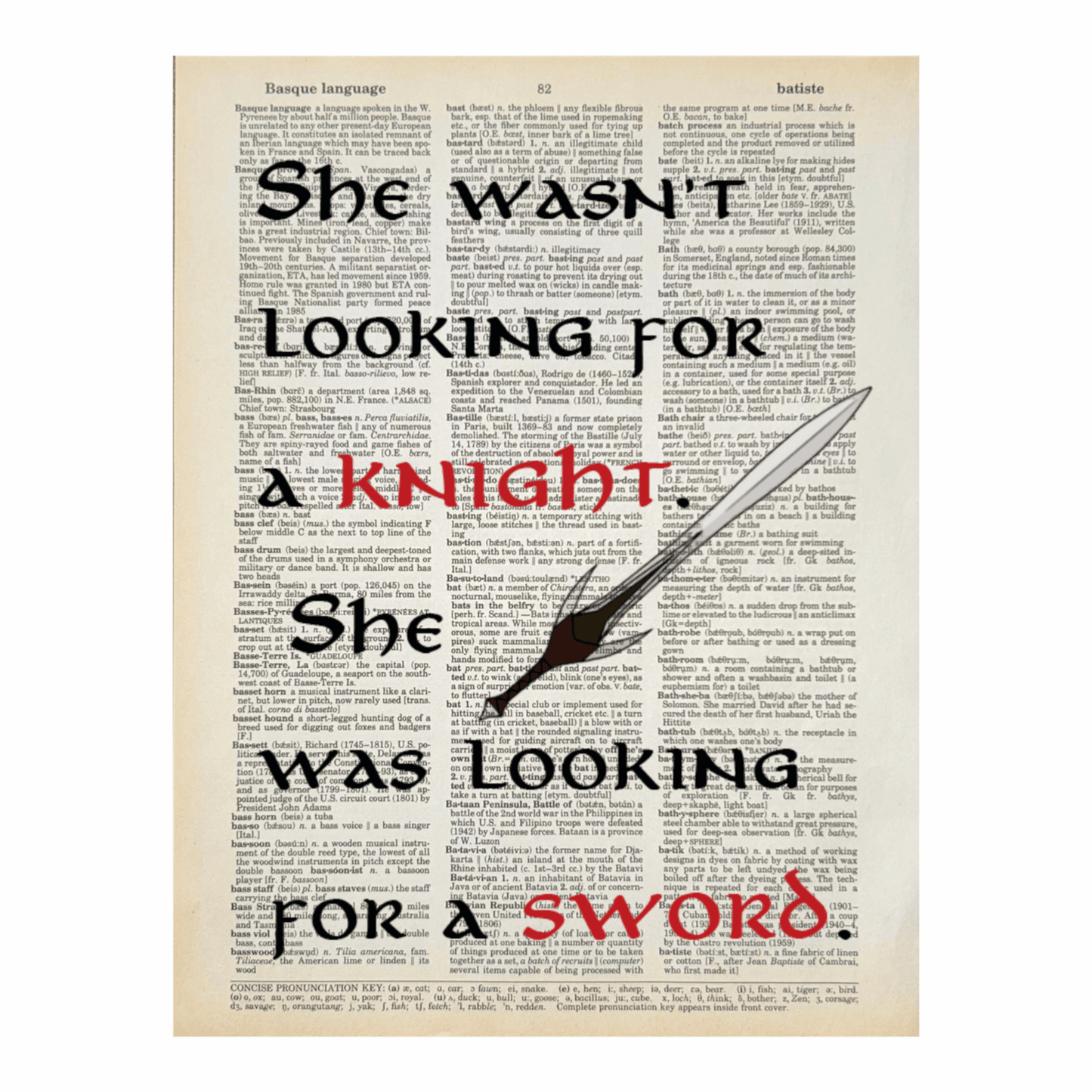 Vintage Book Page Print - She Wasn’t Looking for a Knight