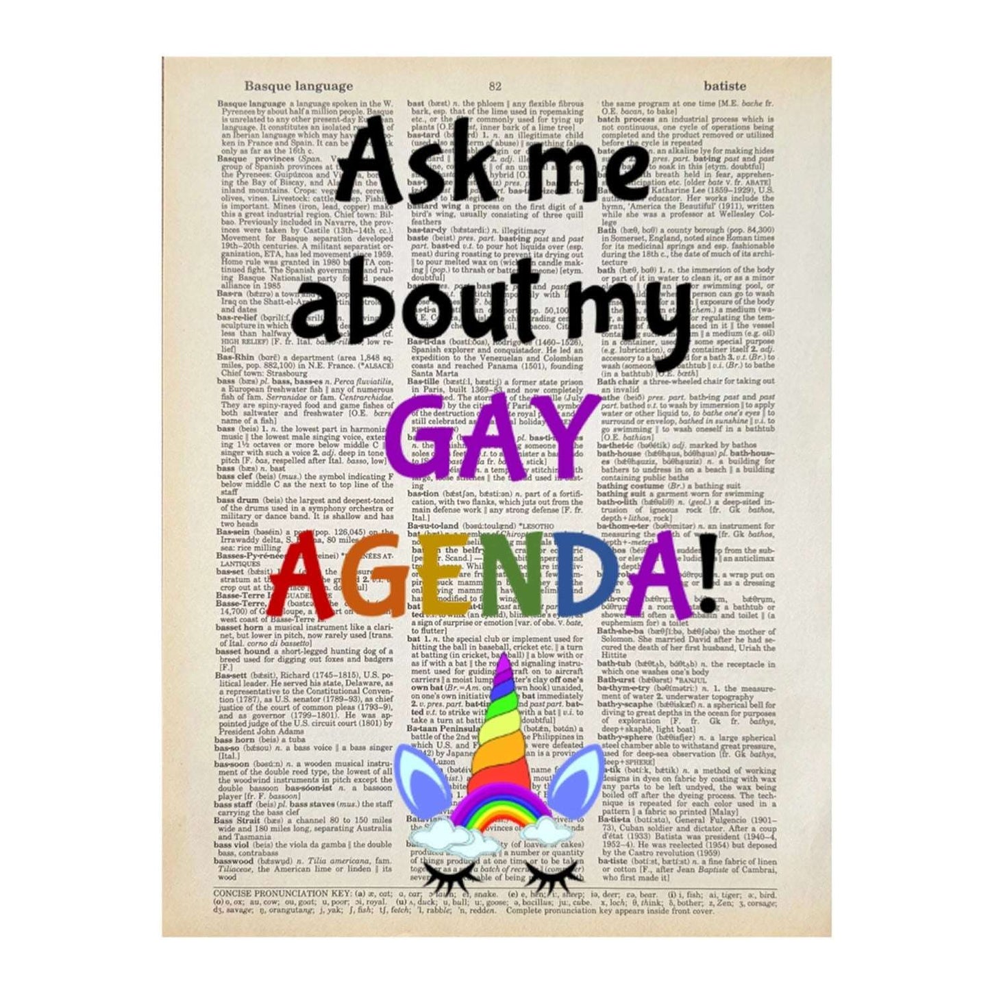 Vintage Book Page Print - Ask Me About My Gay Agenda