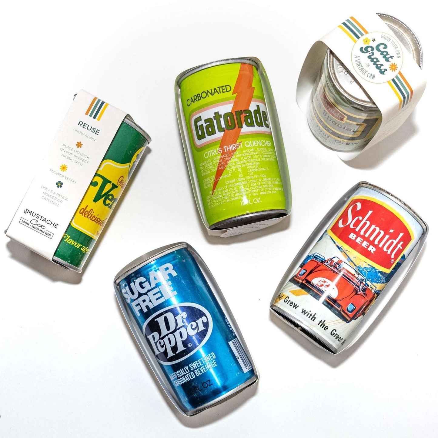 Vintage Beverage Can Cat Grass Kit