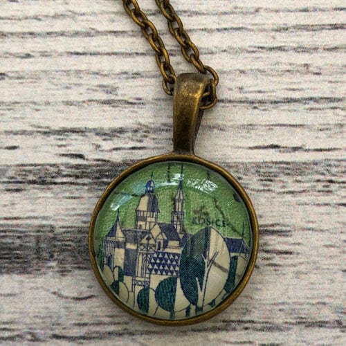 Postage Stamp Necklace - 1965 Czechoslovakia Kosice