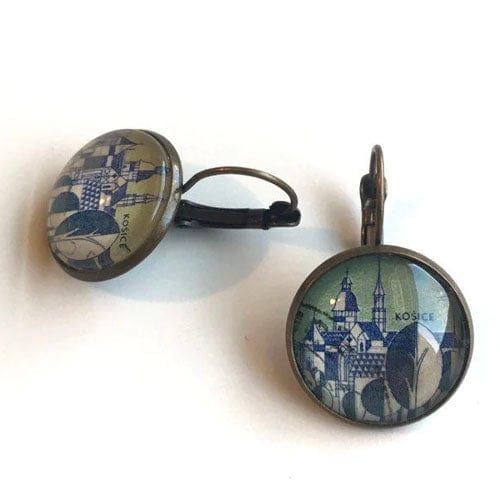 Postage Stamp Earrings - 1965 Czechoslovakia Kosice