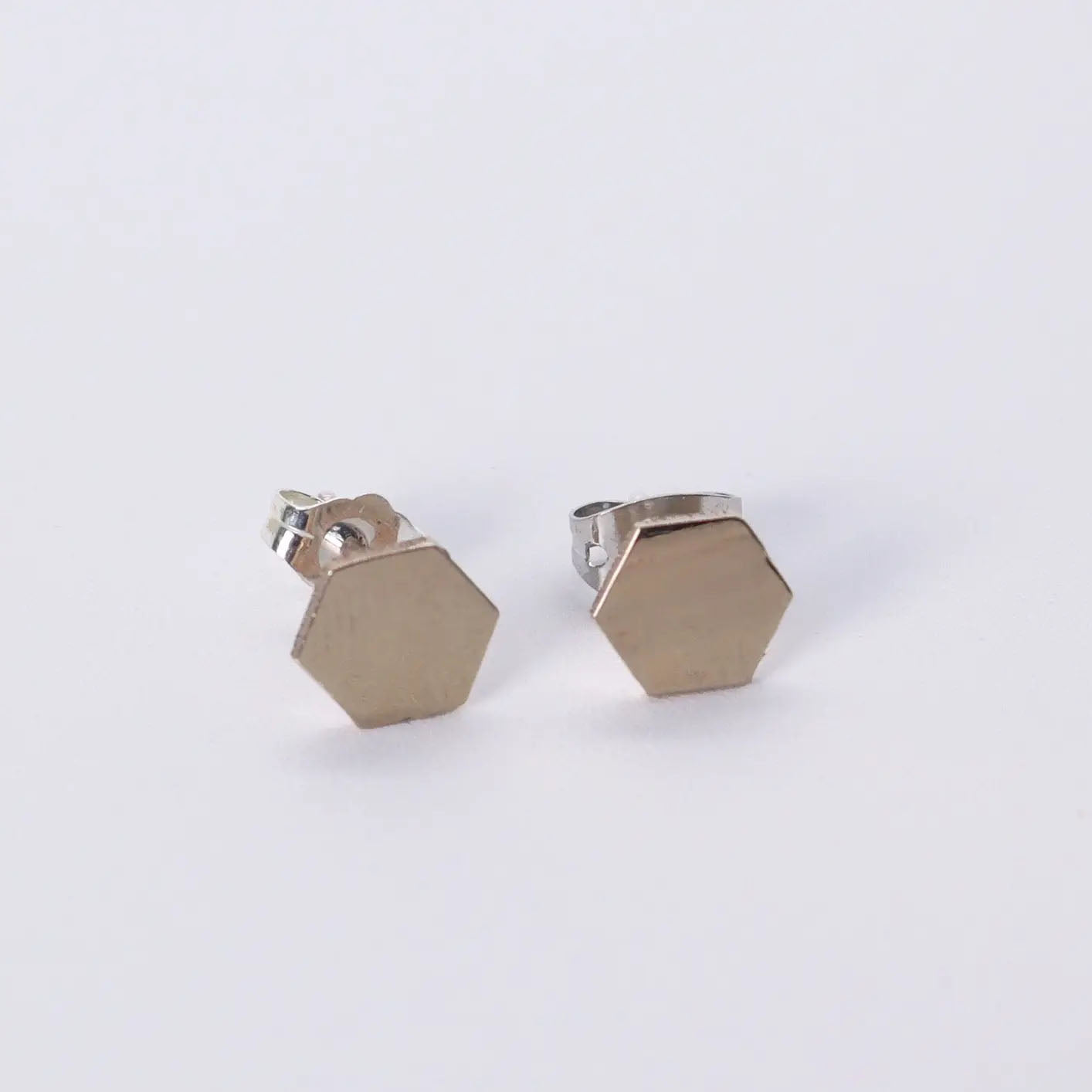 Cymbal Stud Earrings - Hexagons