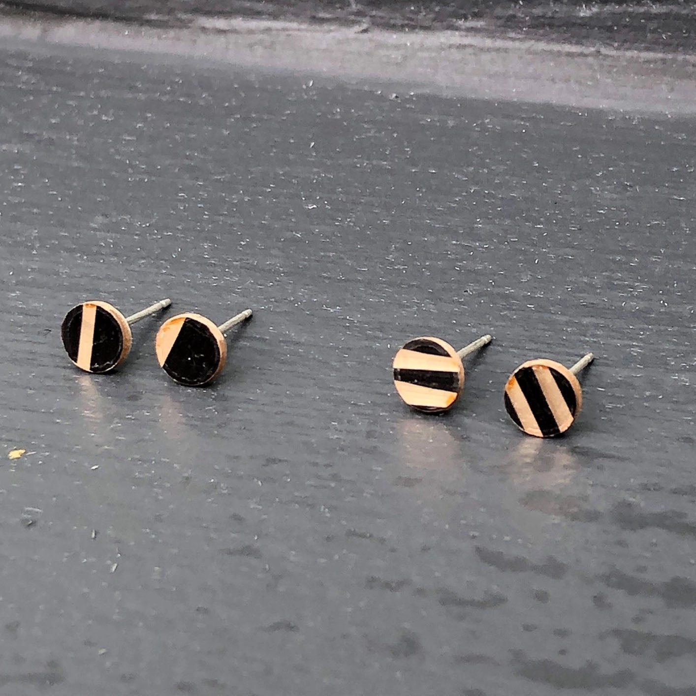 Cymbal Stud Earrings - Dark Circles
