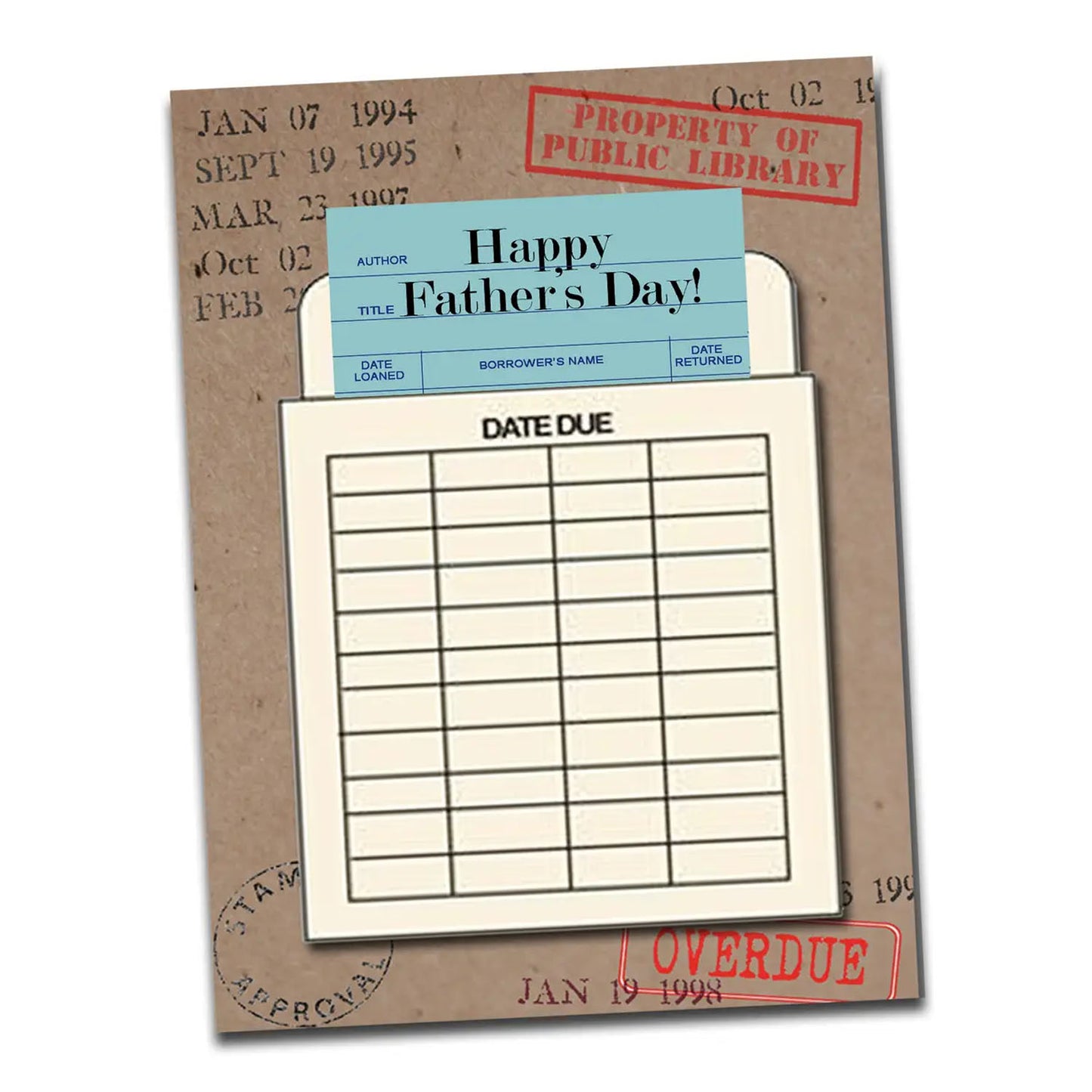 Library Book Card Greeting Card - Father's Day