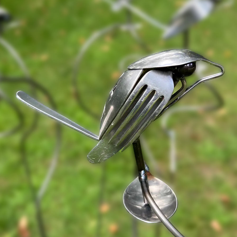 Flatware Garden Sculpture - Brew Bird