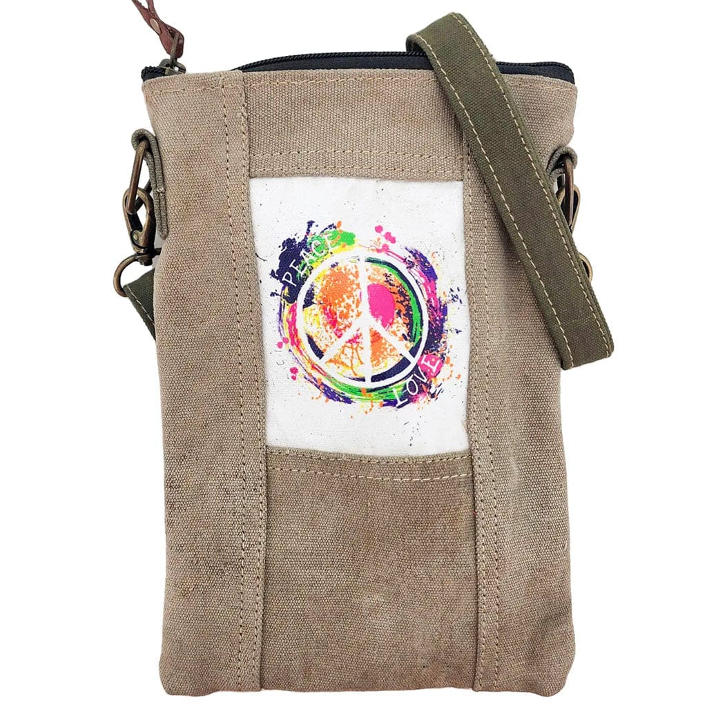 Military Tent Small Crossbody Bag - Peace Love