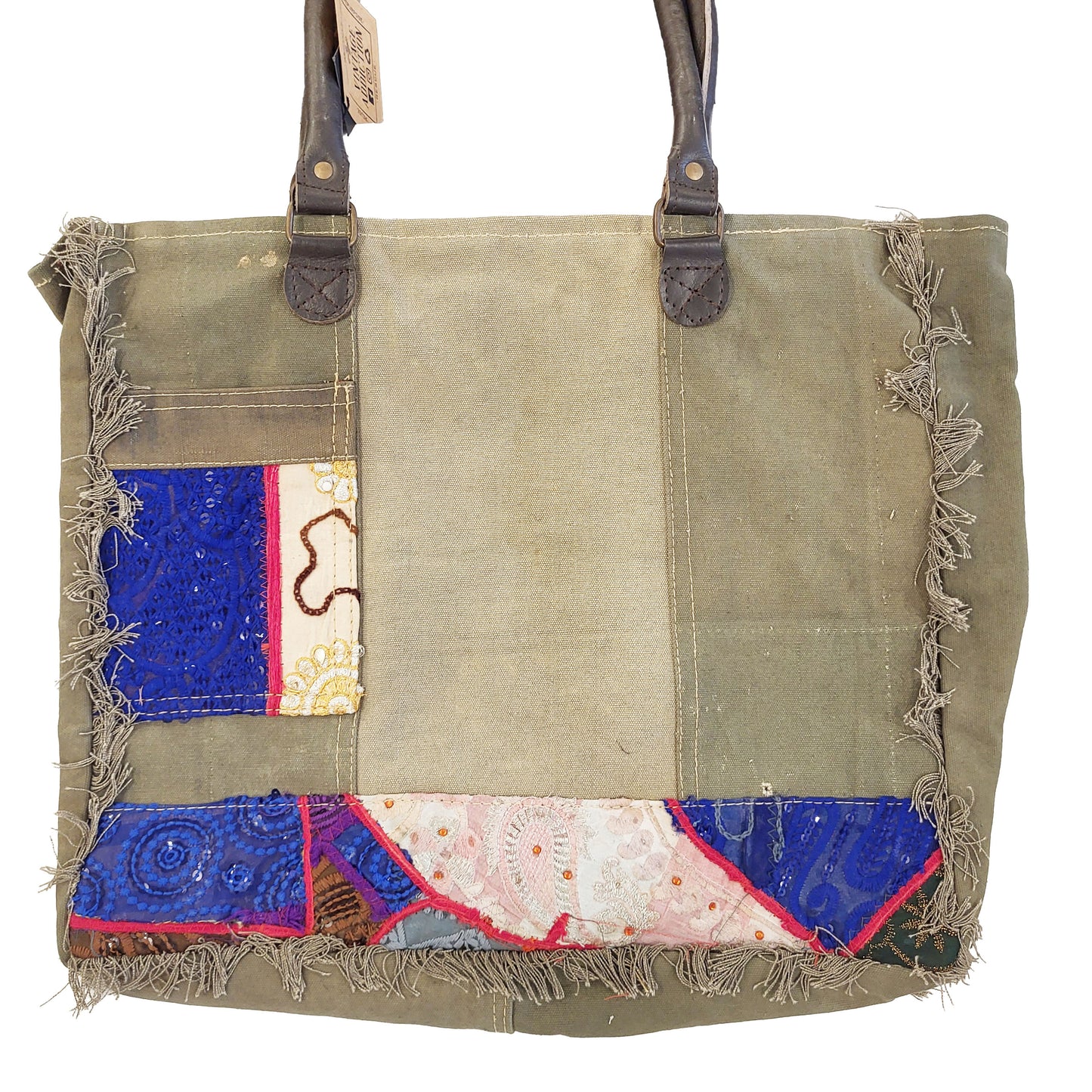 Military Tent Tote with Vintage Fabric