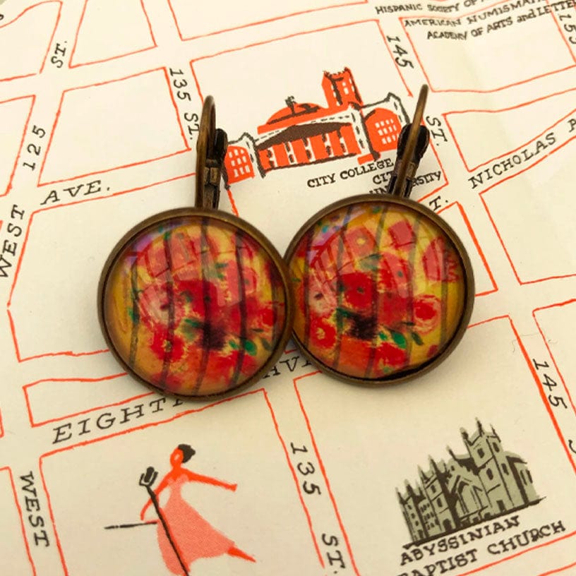 Postage Stamp Earrings - 2005 USA Flowers
