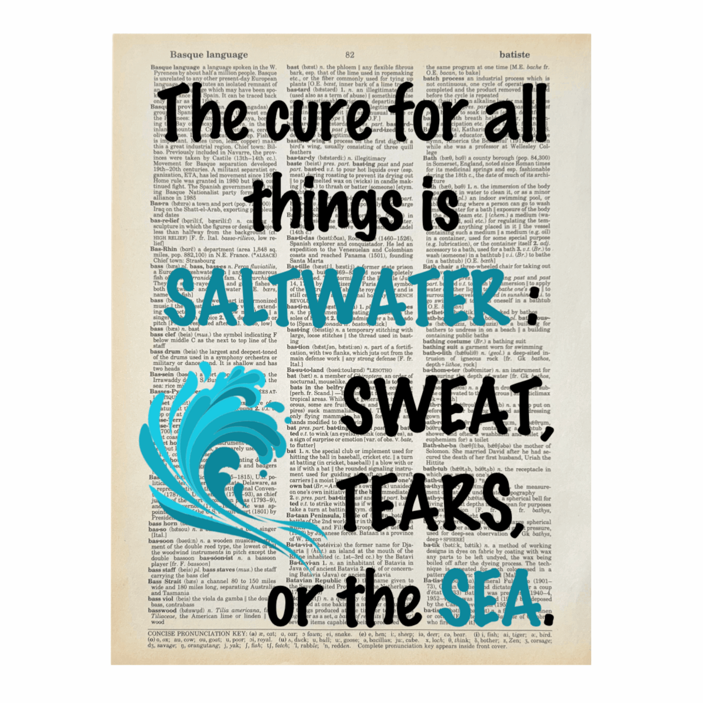 Vintage Book Page Print - The Cure is ... Saltwater (054)