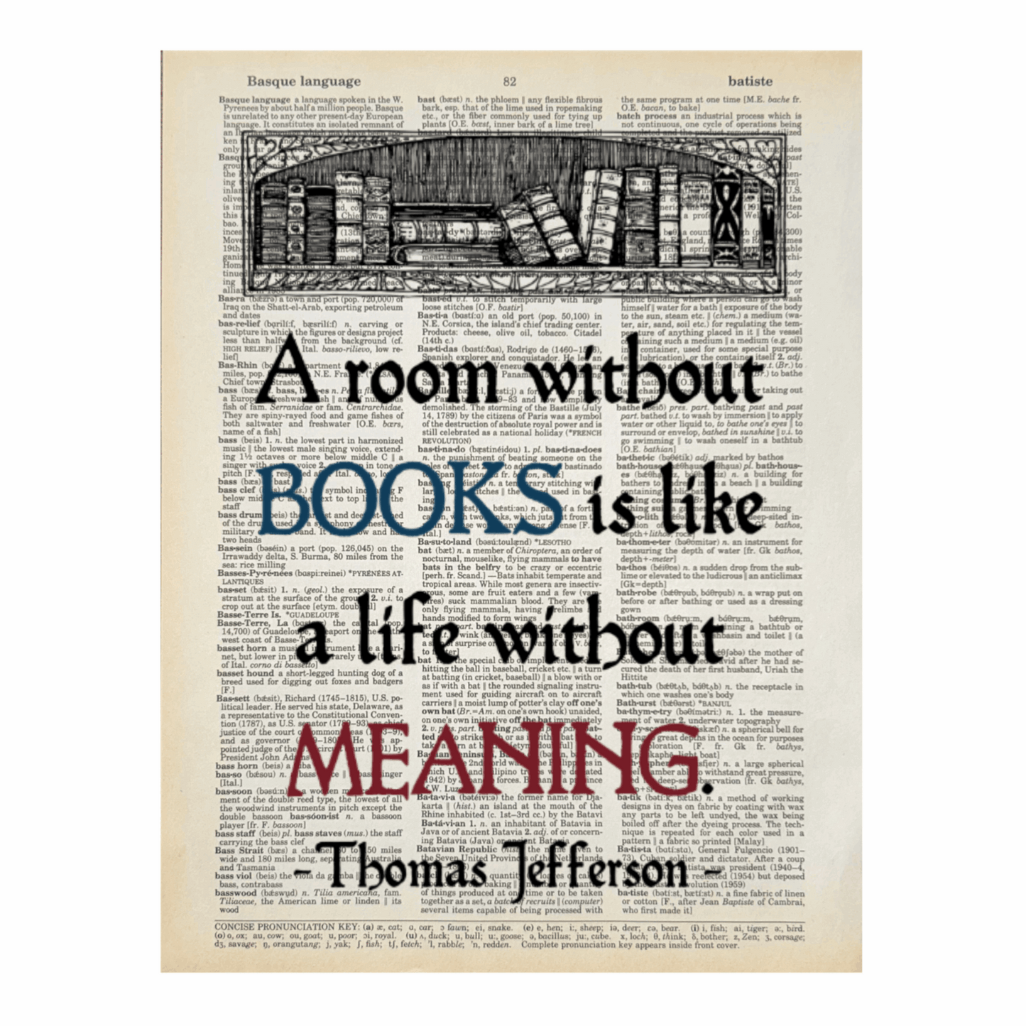 Vintage Book Page Print - A Room Without Books