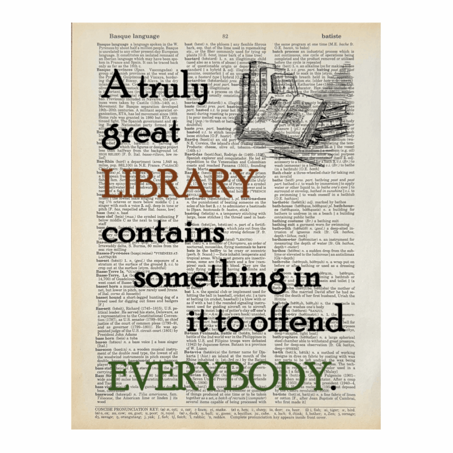 Vintage Book Page Print - A Truly Great Library