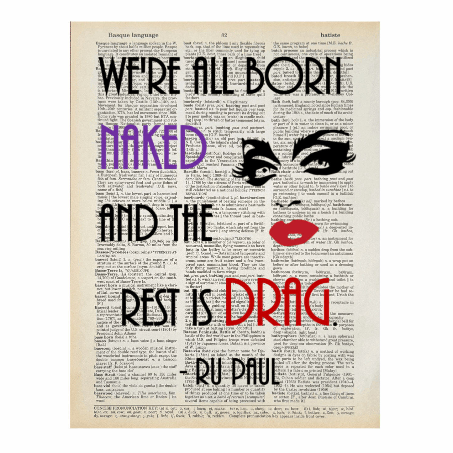 Vintage Book Page Print - We’re All Born Naked