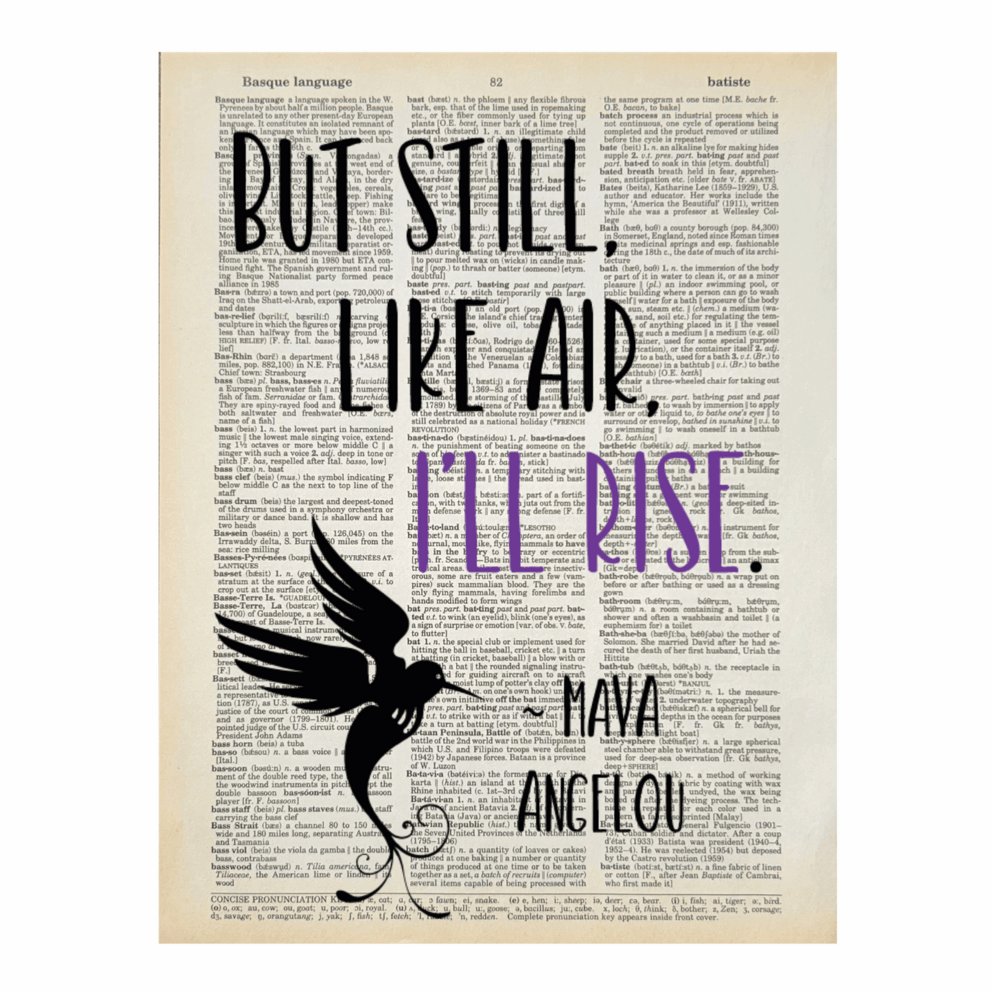 Vintage Book Page Print - I’ll Rise