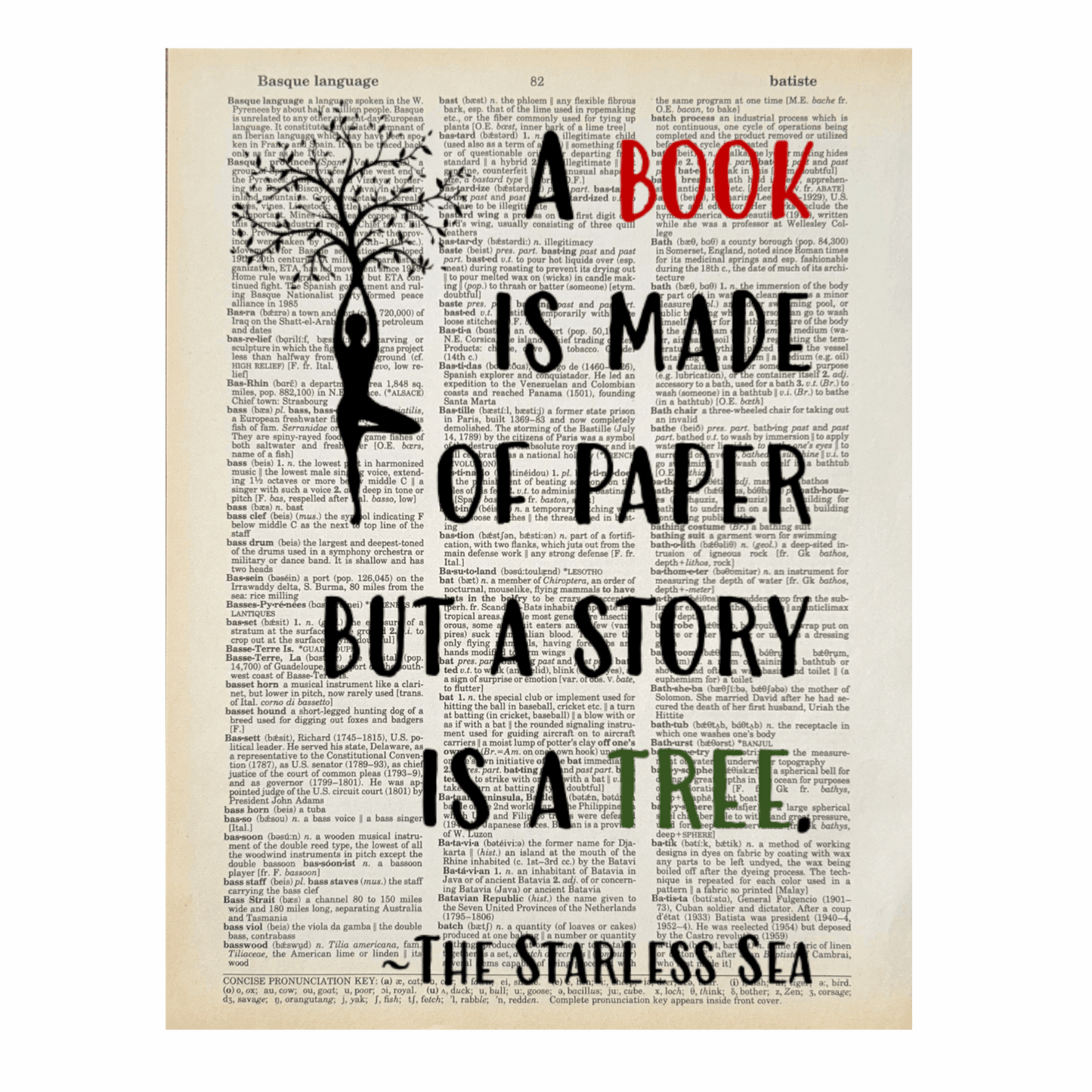 Vintage Book Page Print - A Story is a Tree