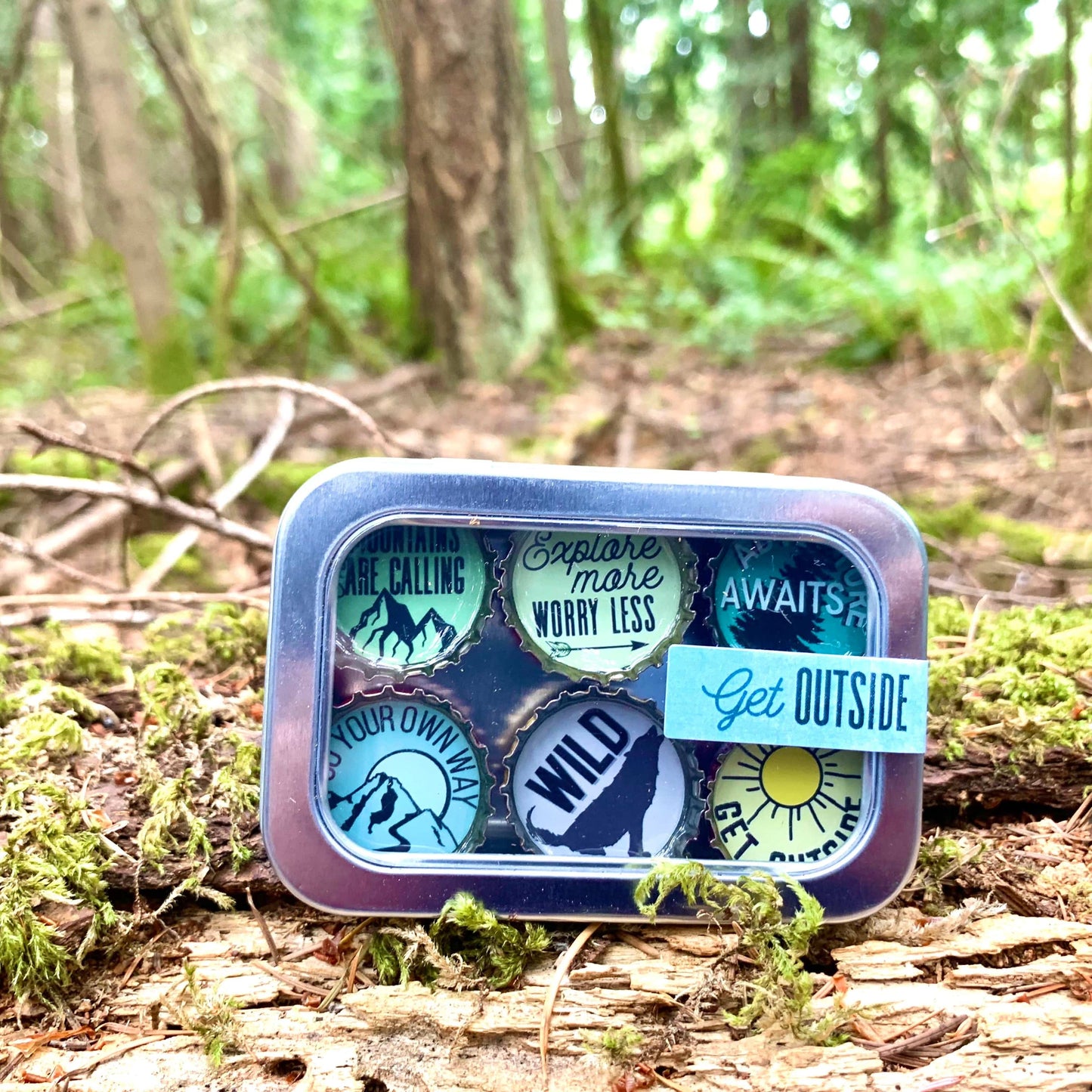 Bottle Cap Magnets - Get Outside