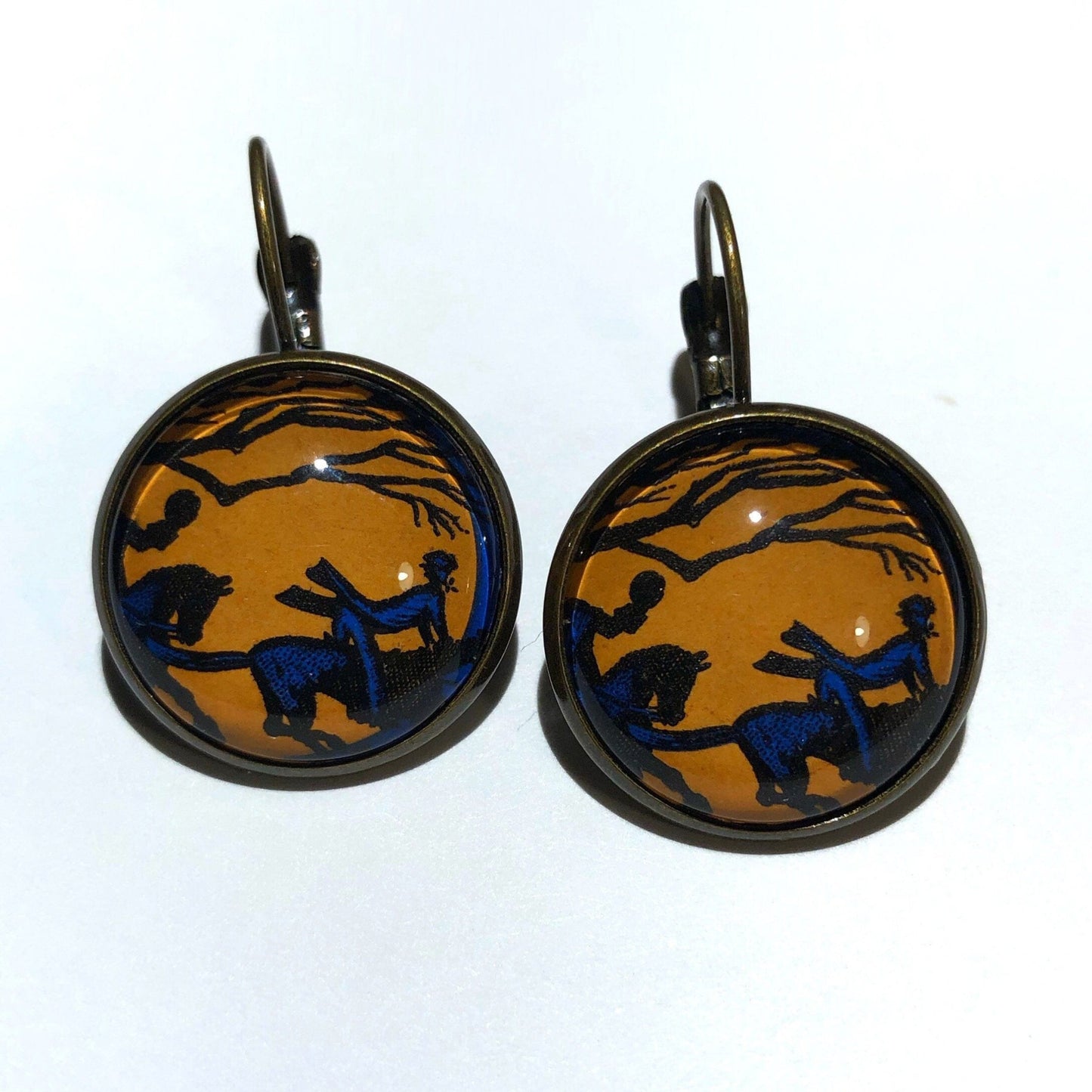 Postage Stamp Earrings - 1974 USA Legend of Sleepy Hollow