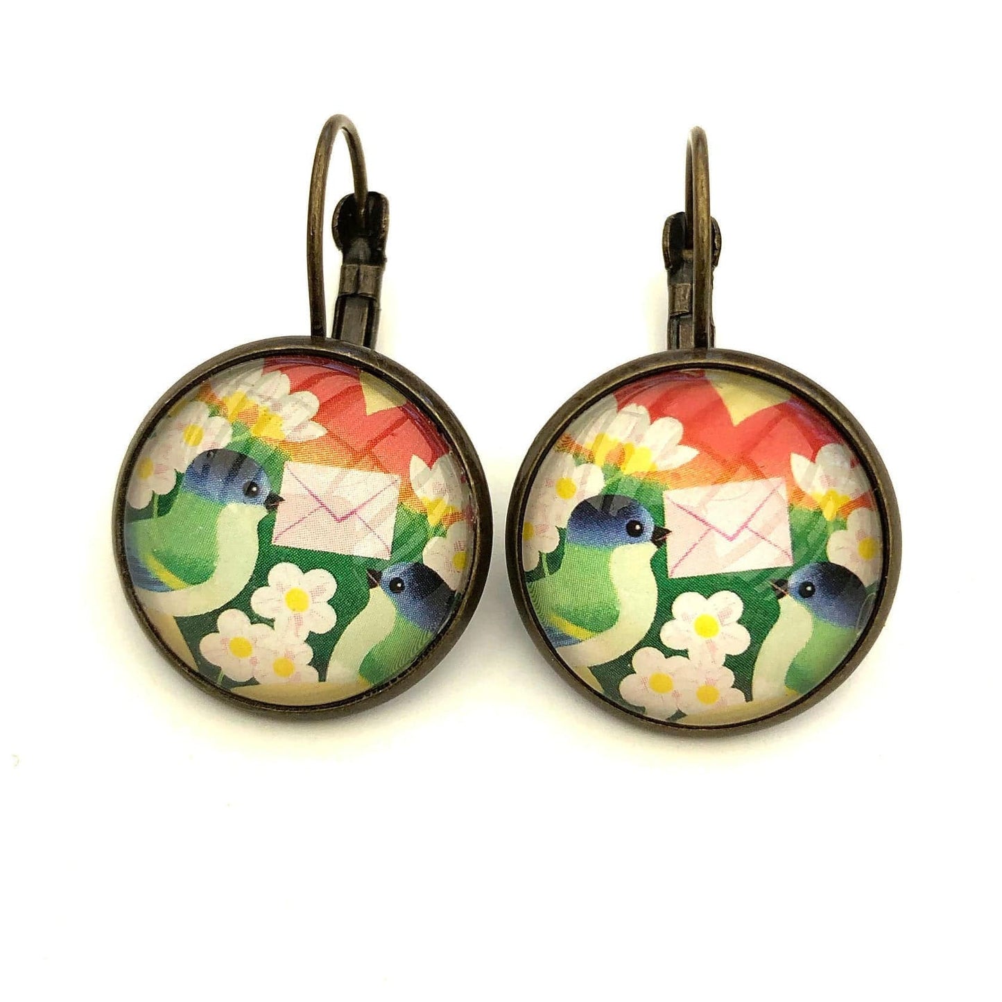 Postage Stamp Earrings - 1993 Estonia Love Bird Estonia