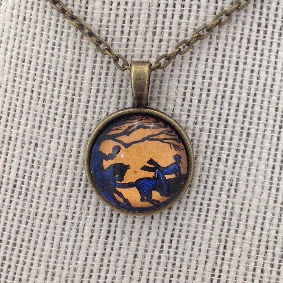Postage Stamp Necklace - 1974 USA Sleepy Hollow Headless Horseman