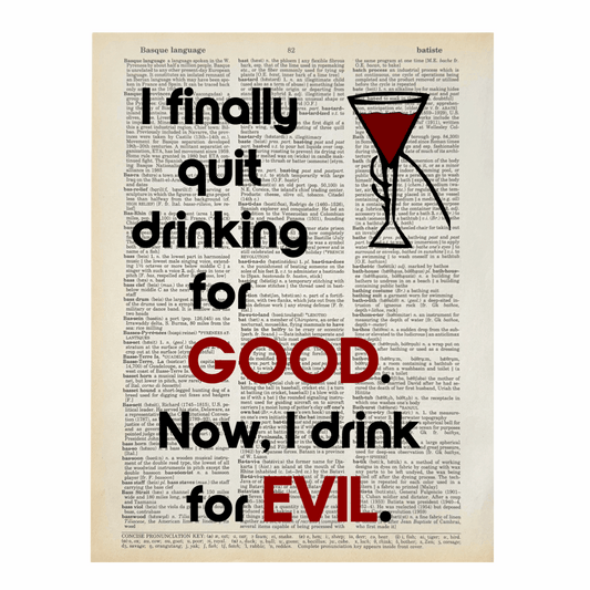 Vintage Book Page Print - I Finally Quit Drinking (041)