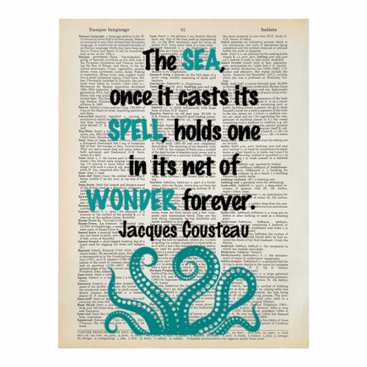 Vintage Book Page Print - The Sea ... Casts Its Spell (055)