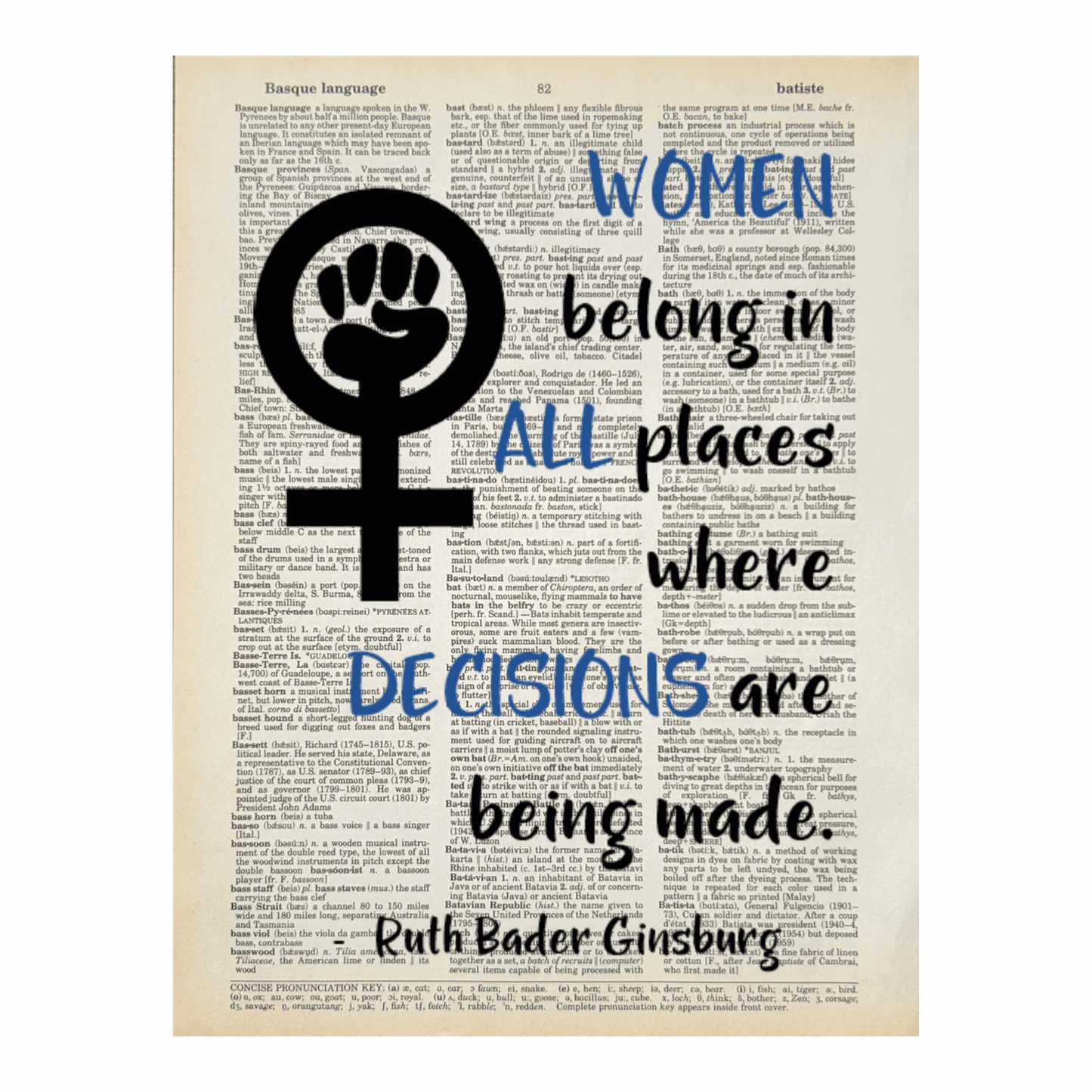 Vintage Book Page Print - Women Belong in All Places