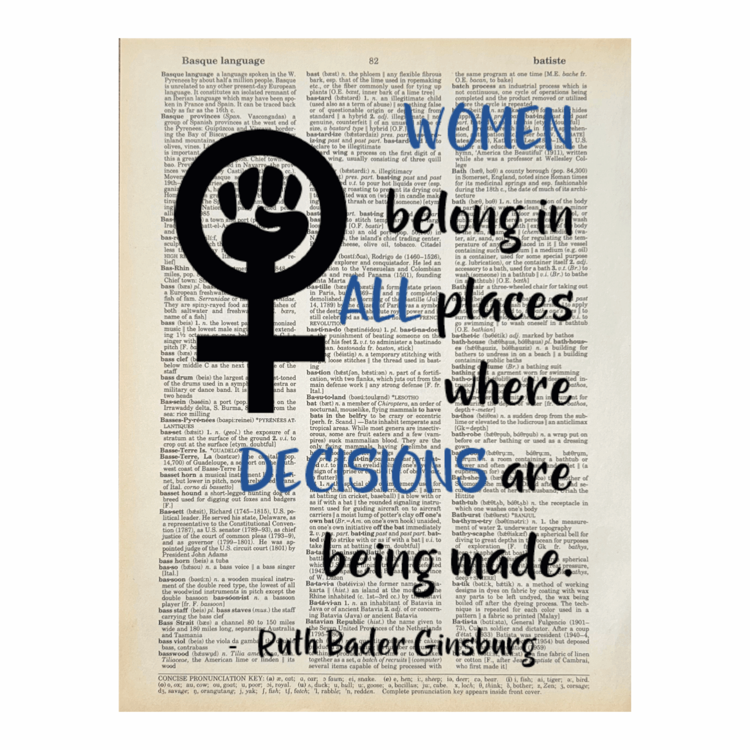 Vintage Book Page Print - Women Belong in All Places