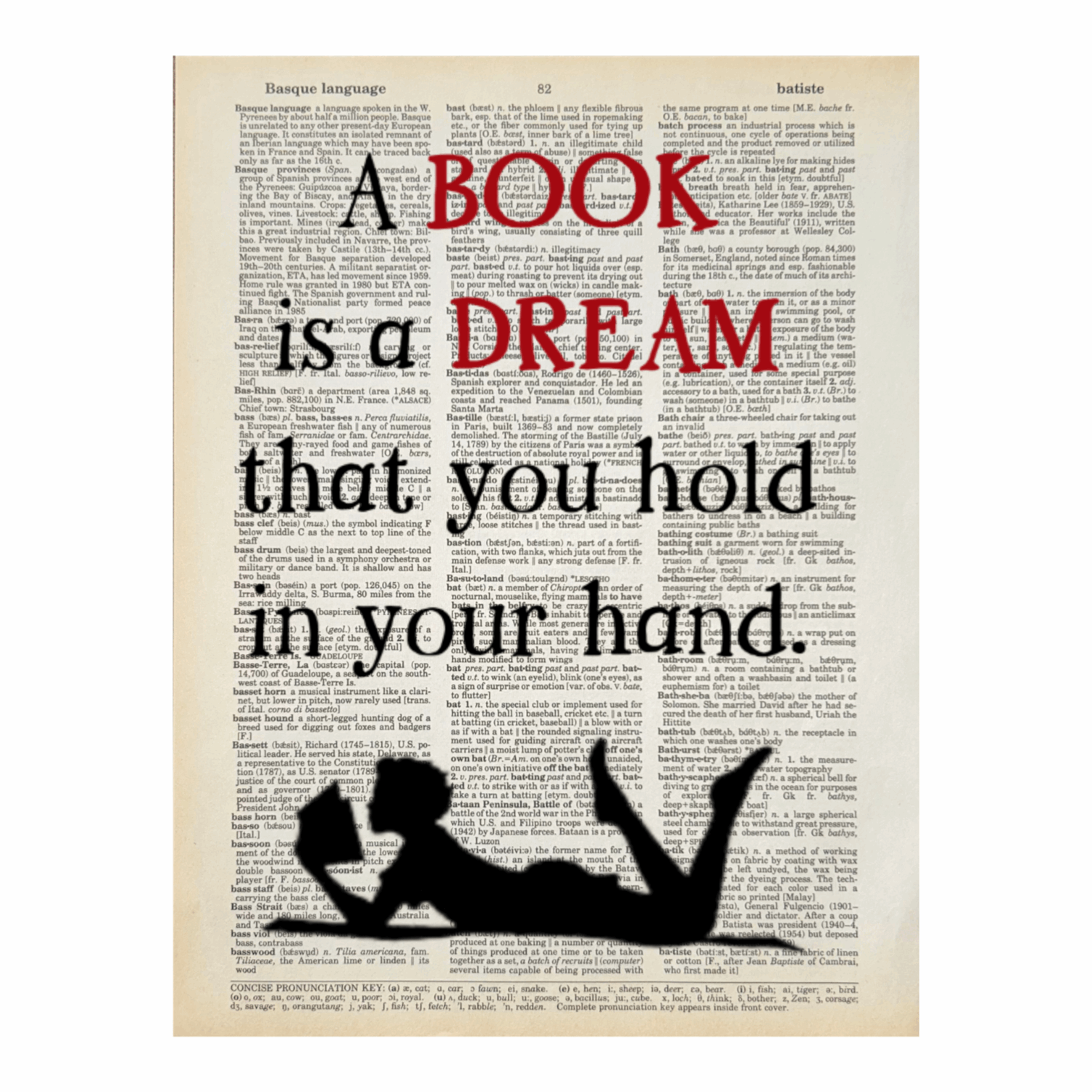 Vintage Book Page Print - A Book is a Dream