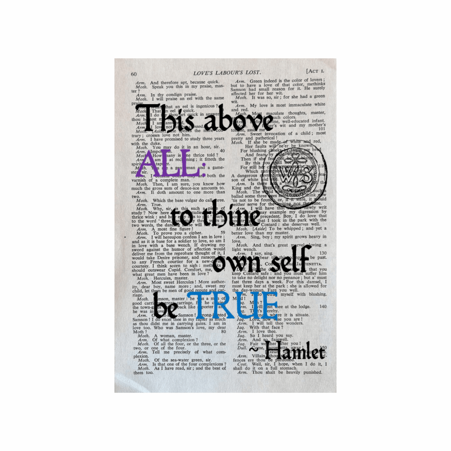 Vintage Book Page Print - To Thine Own Self Be True (WS)