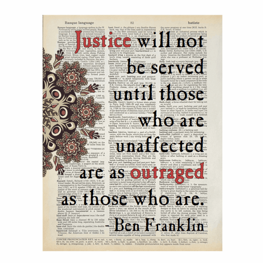 Vintage Book Page Print - Justice Will Not Be Served (044)