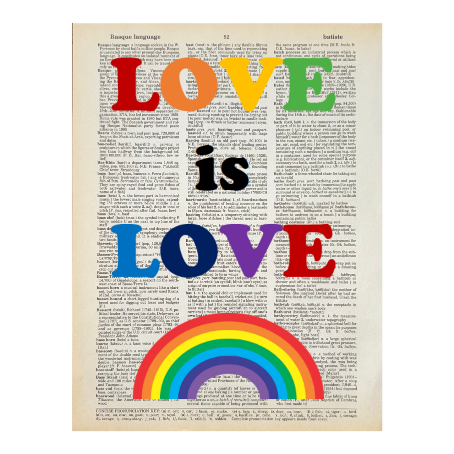 Vintage Book Page Print - Love is Love
