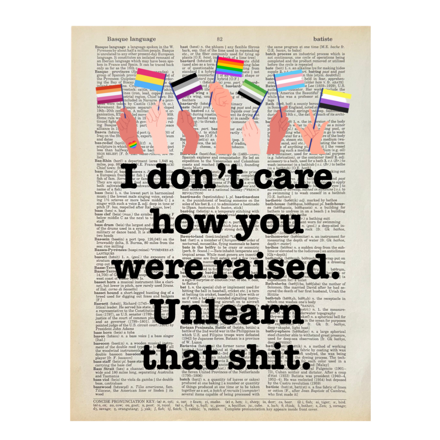 Vintage Book Page Print - I Don’t Care How You Were Raised (058)