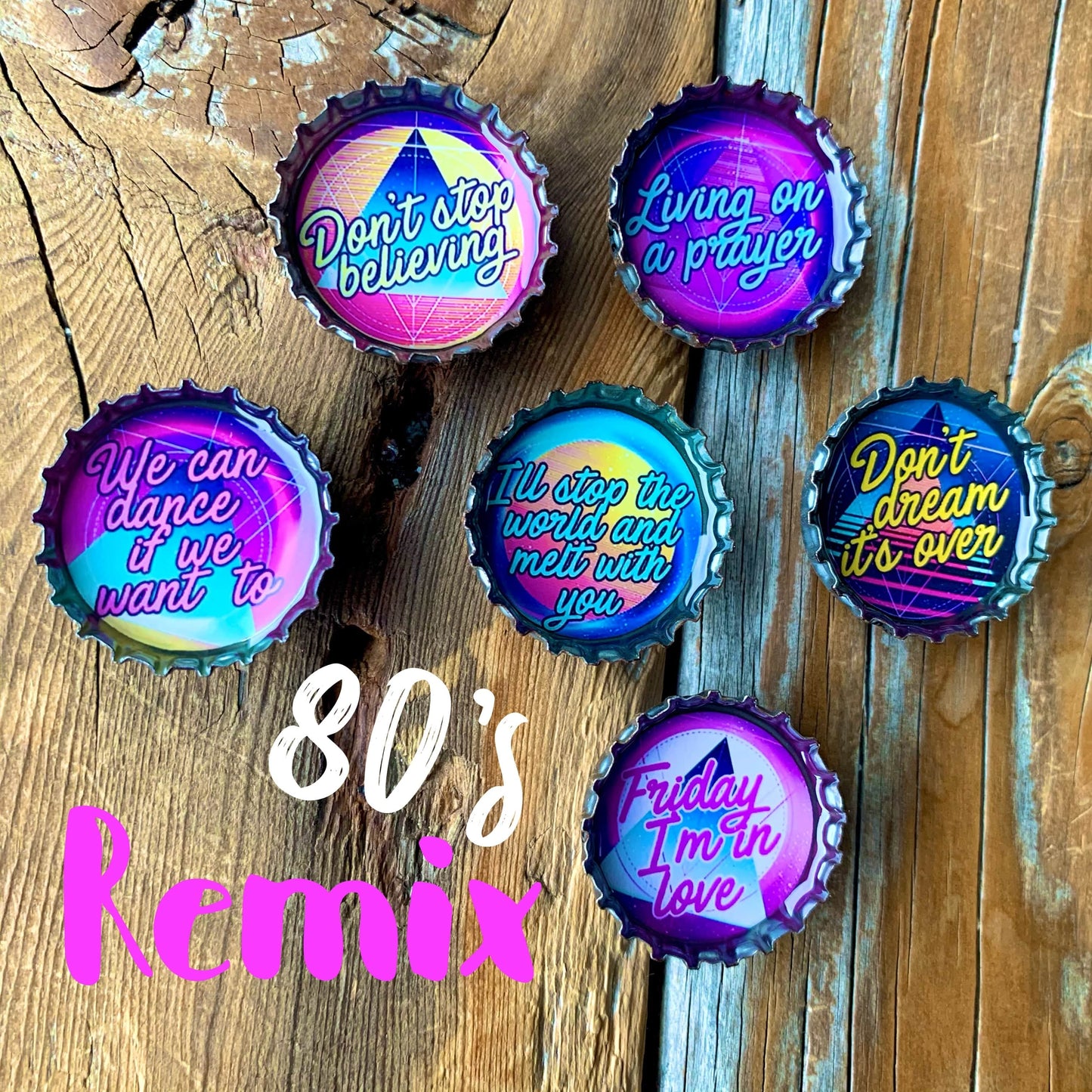 Bottle Cap Magnets - 80's Remix