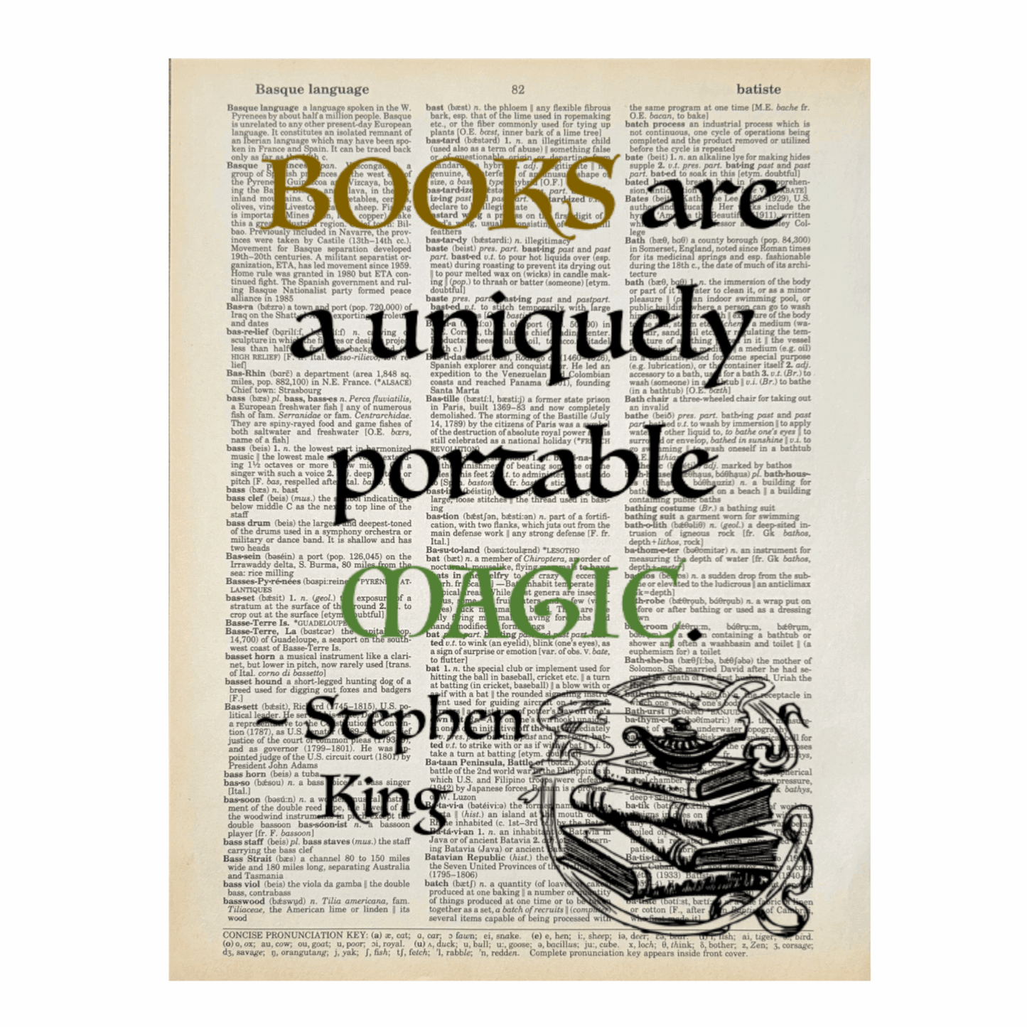 Vintage Book Page Print - Books Are ... Magic (049)