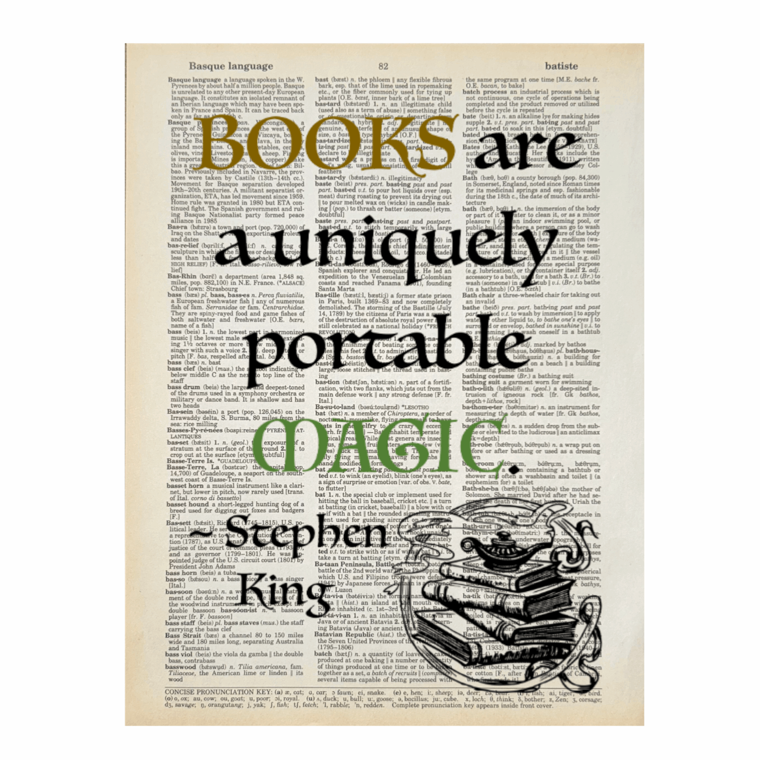 Vintage Book Page Print - Books Are ... Magic (049)