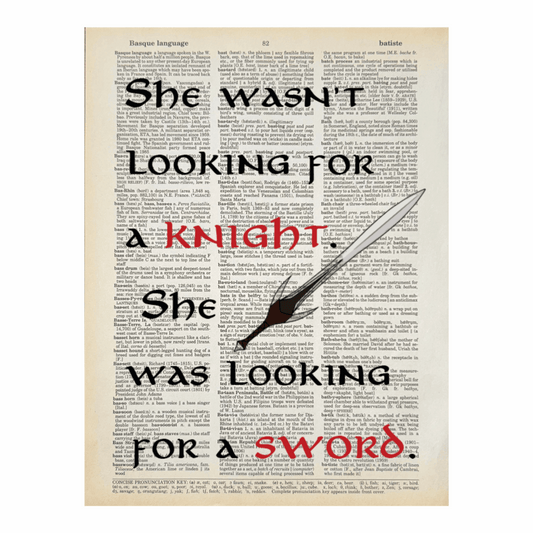 Vintage Book Page Print - She Wasn’t Looking for a Knight