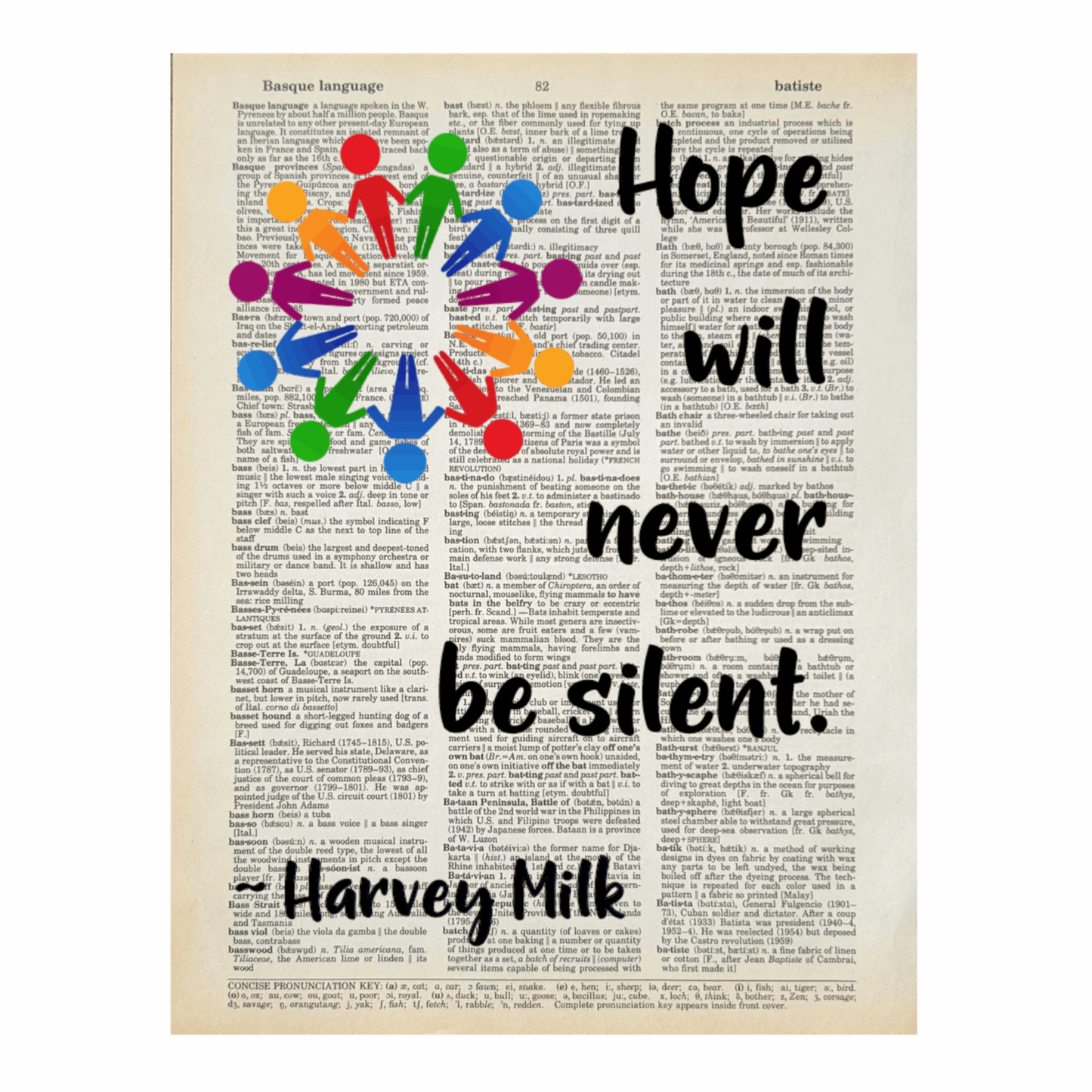 Vintage Book Page Print - Hope Will Never Be Silent