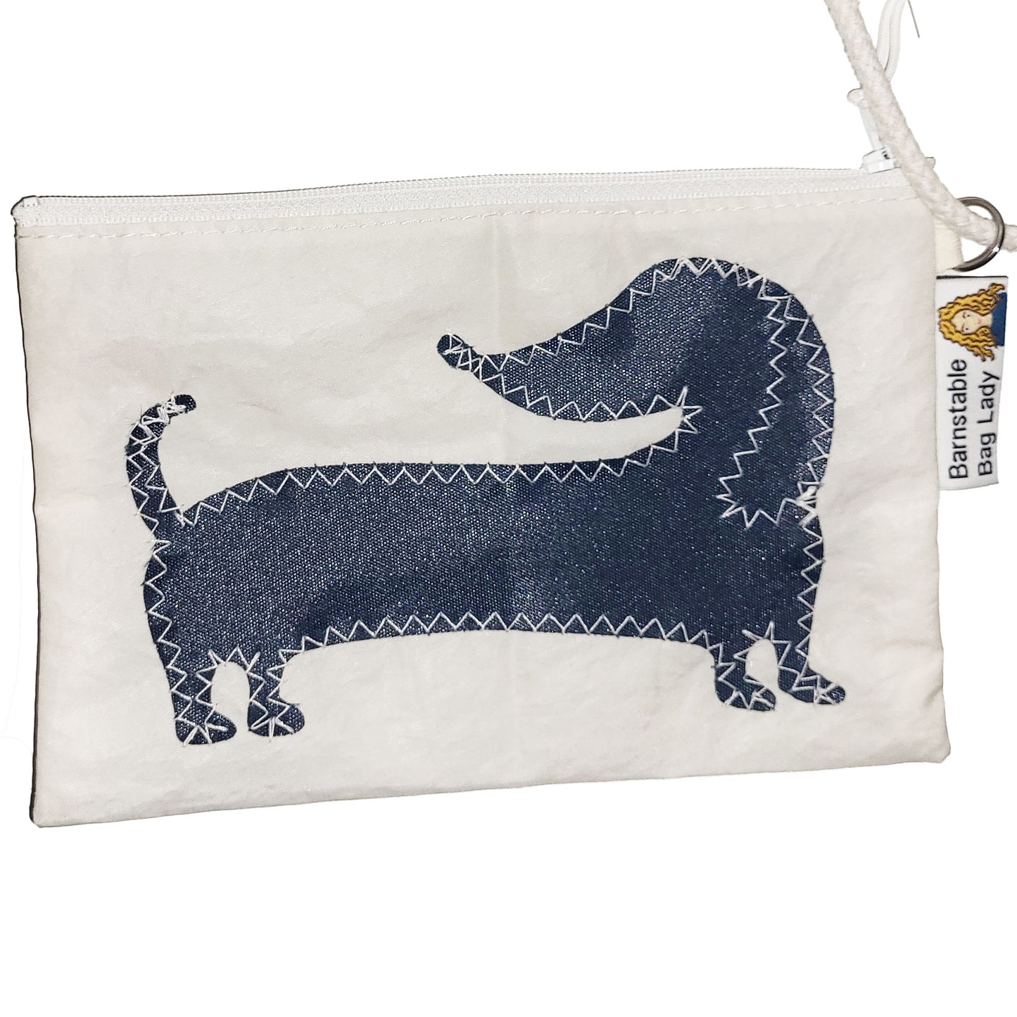 Sailcloth Wristlet - Navy Dachshund