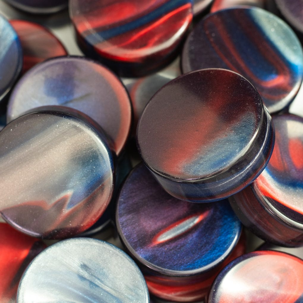 Bowlerite Worry Stone - Malcolm (metallic red/white/blue)