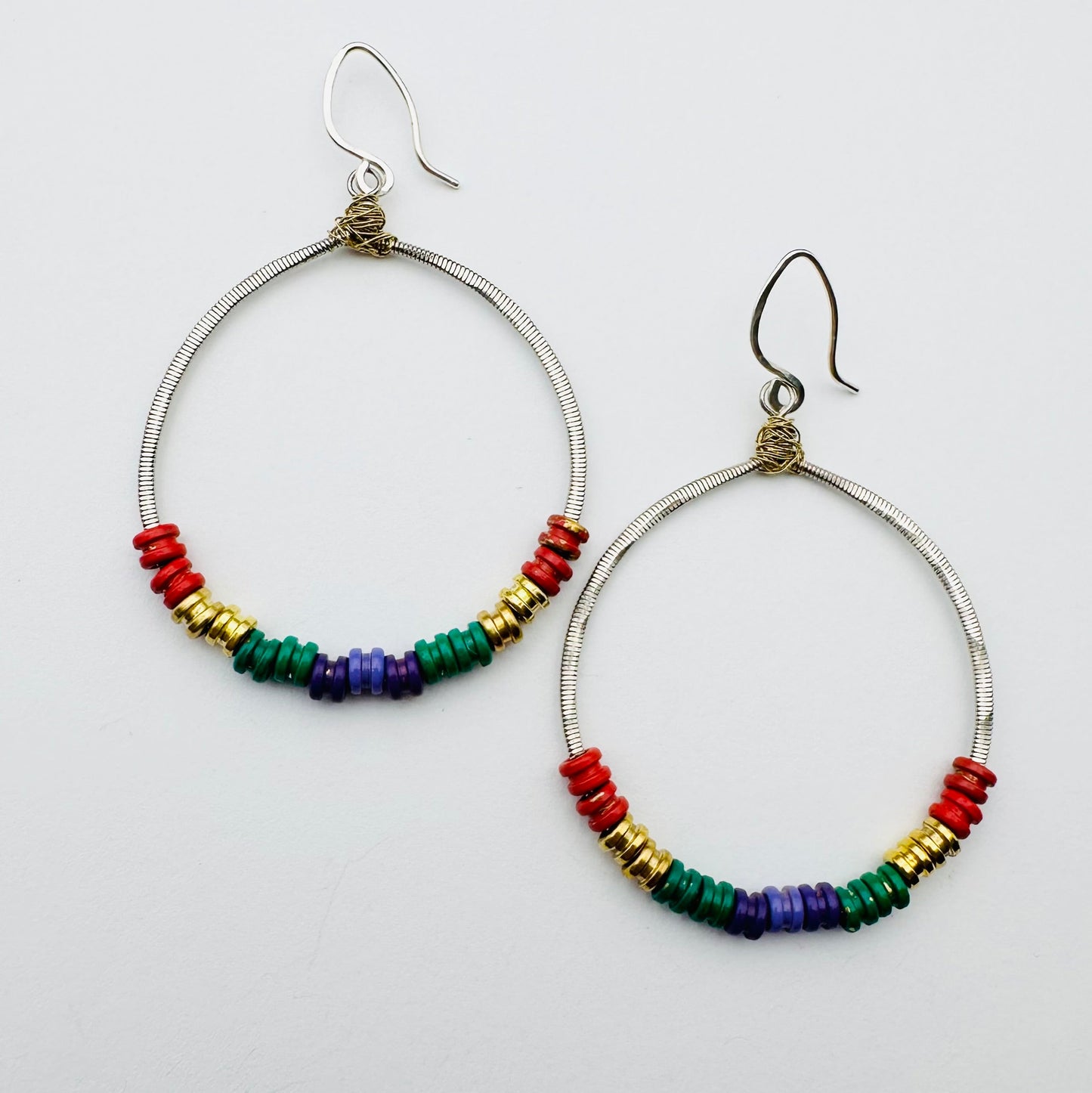 Guitar String Circle with Ball Ends Earrings