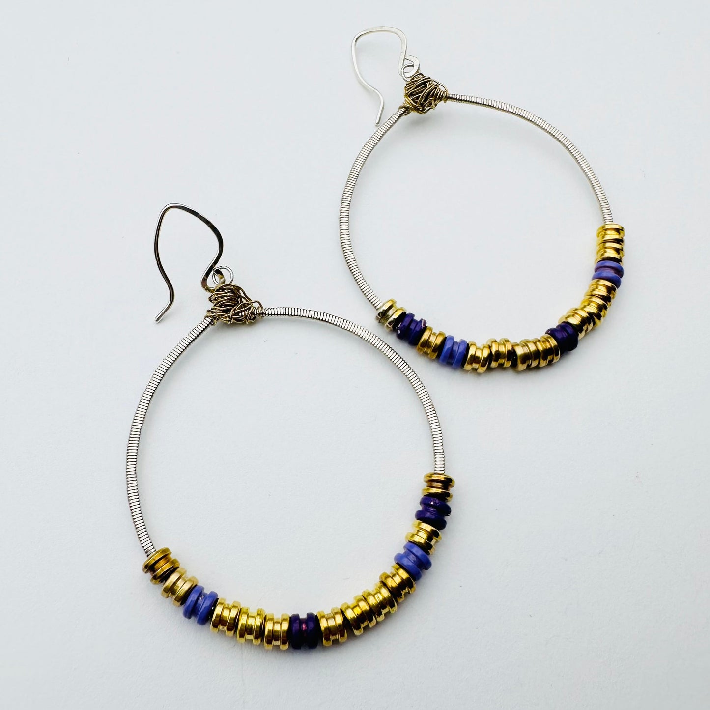 Guitar String Circle with Ball Ends Earrings