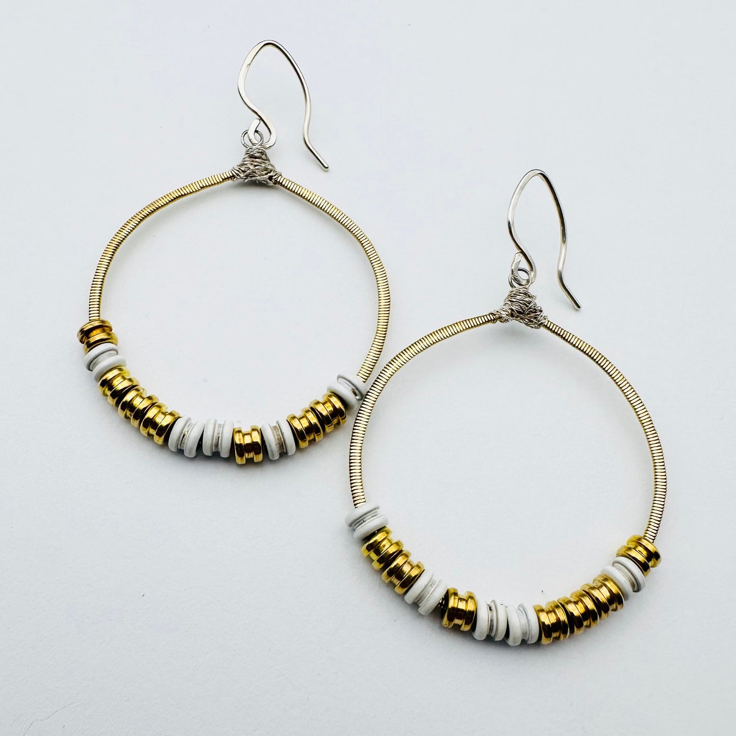 Guitar String Circle with Ball Ends Earrings