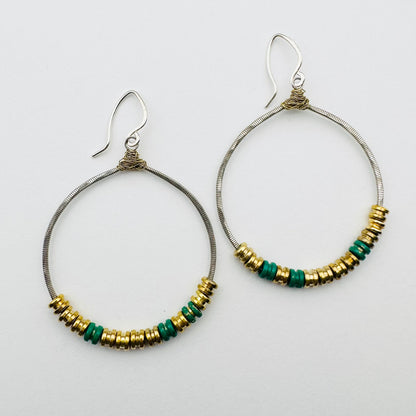 Guitar String Circle with Ball Ends Earrings