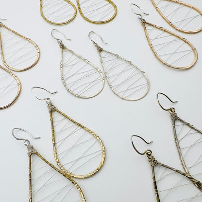 Guitar String Teardrops with Web Earrings