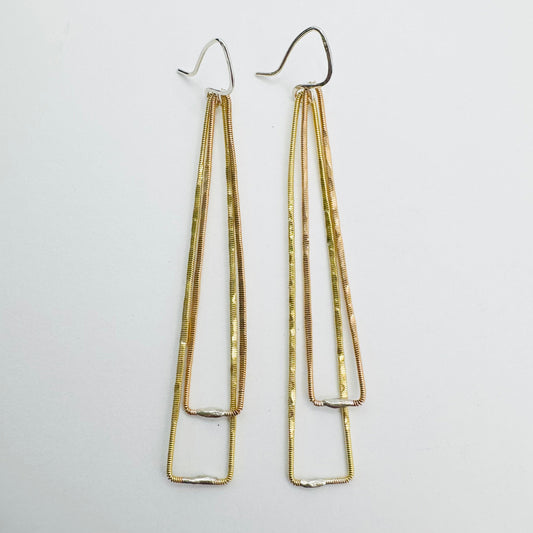 Guitar String Long Triangle Earrings