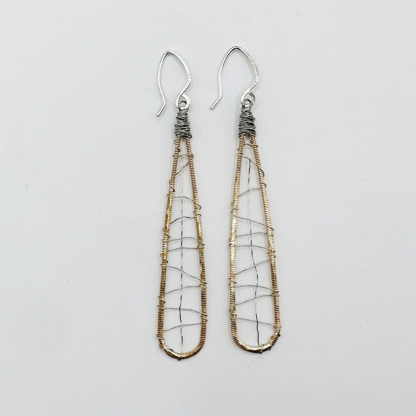 Guitar String Long Drop Web Earrings